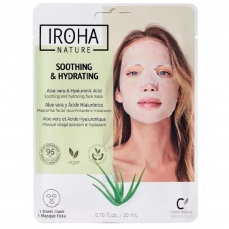 Veido kaukė Iroha Aloe Green Tea Hyaluronic Acid Mask su Aloe Vera, žaliaja arbata ir hialuronu, 23 ml